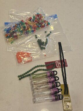 Bead Treasures + More - Mix of opened glass, plastic & semi-precious stone beads